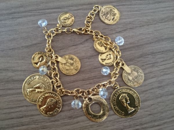 Pulseira Moedas Turcas c/ Cristais - 417