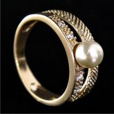 Anel Dama c/ Pérolas e Zircônias - 607