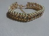 Pulseira Trançada e Metal Nude - 430