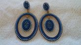 Brinco Oval Azul c/ Strass - 936
