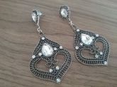 Brinco Longo Prateado c/ Strass - 1021