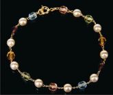 Pulseira Cristal Colorida c/ 20cm Dourada - 384