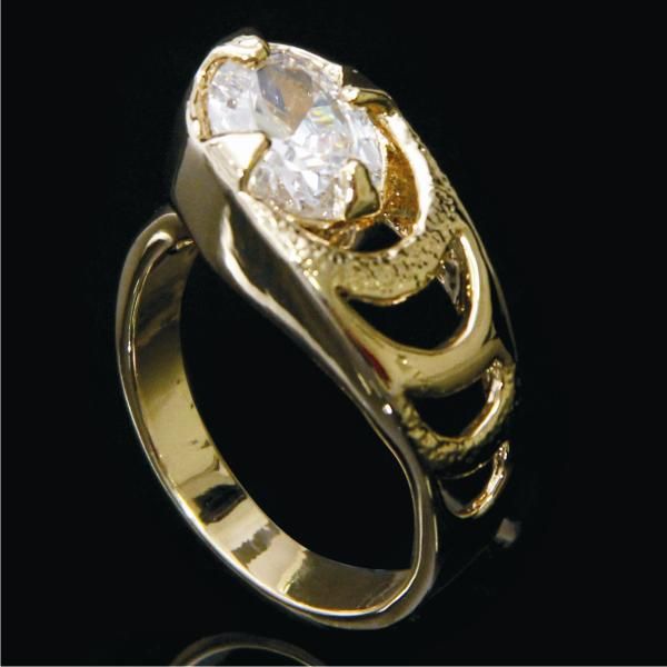 Anel c/ Zircônia Lateral Oval - 513