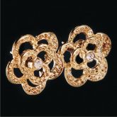 Brinco Flor Relevo c/ Strass - 560