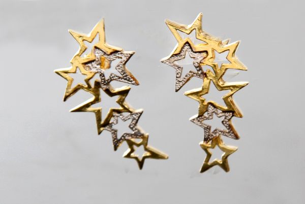 Brinco Cascata Estrela c/ Detalhe em Ródio - 503