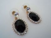 Brinco Pedra Negra c/ Strass - 902