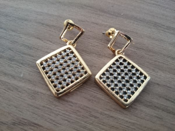 Brinco Quadrado Strass - 973