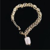 Pulseira Dourada c/ Berloque de P. Natural c/ 18cm - 390