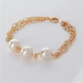 Pulseira c/ 3 Pérolas Dourada - 332