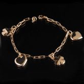 Pulseira c/ Berloques Coração e Trevo - 252