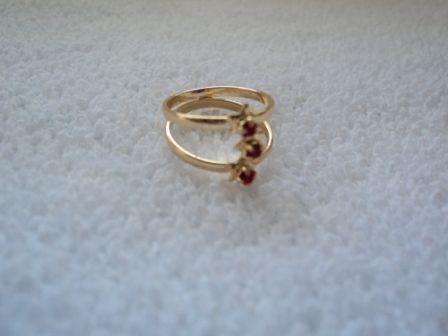 Anel de Falange Duplo com Strass Vermelho - 602