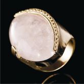 Anel Designer c/ Pedra Natural Quartzo Rosa - 300